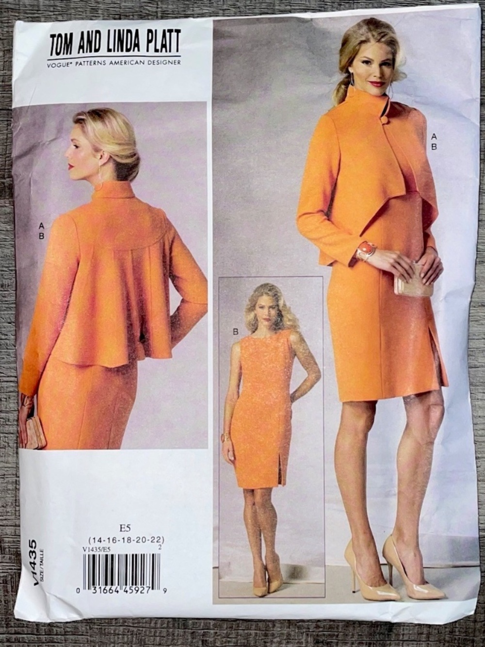 Vogue V1435 Tom & Linda Platt Dress Jacket Pattern Misses' E5 (14-22)